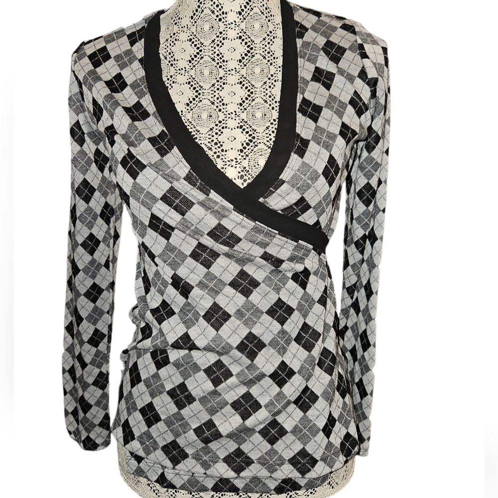 Gershon Bram Argyle Check Tie Around Top